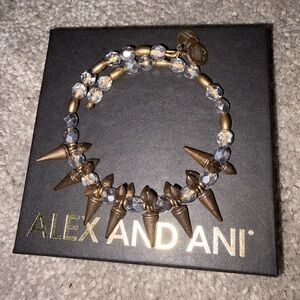 Alex and Ani Gold Spike Beaded Stretch Bracelet - Clear Beads